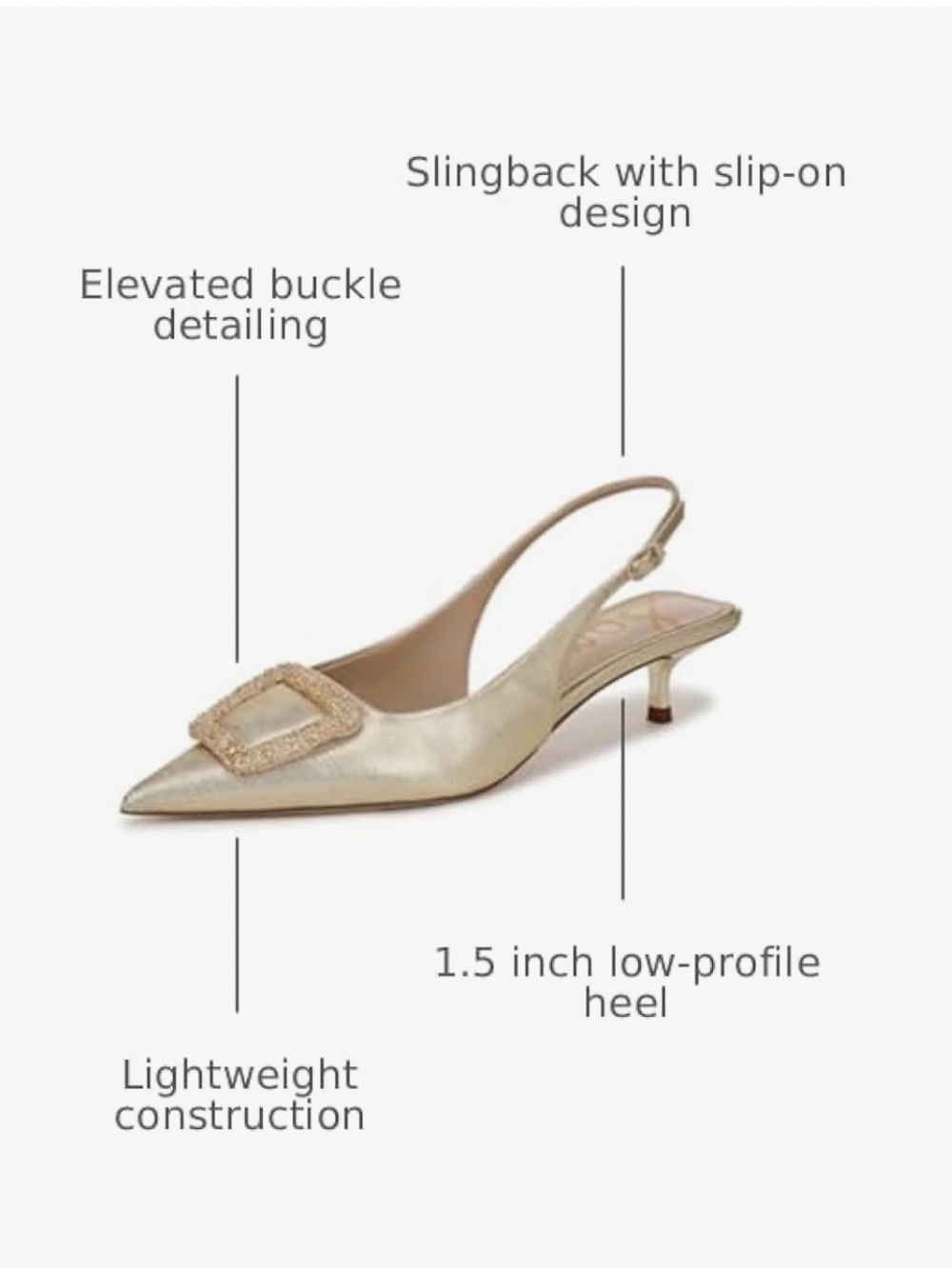 Sam Edelman Kammie Gold Slingback Kitten Heels - Picture 15 of 16